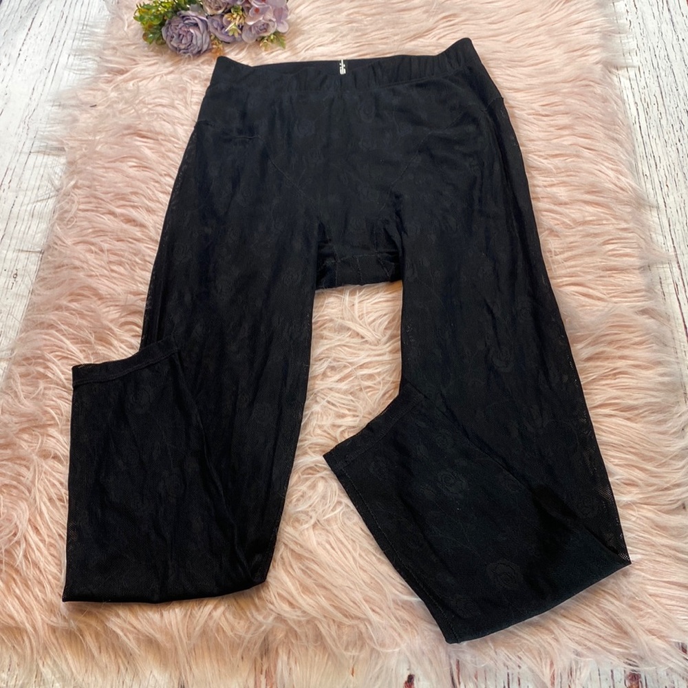 Adam Selman Sport Perforated Rose French Cut Sheer Leggings sz M